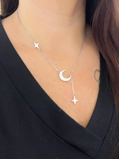COLAR GRAVATA LUA E ESTRELA EM AÇO INOX na internet