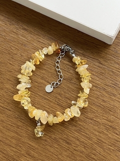 PULSEIRA CASCALHOS CITRINO EM AÇO INOX