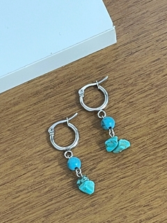ARGOLA COM PEDRA HOWLITA TURQUESA EM AÇO INOX - comprar online