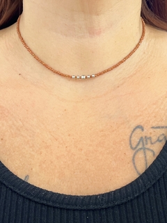 CHOKER CRISTAIS PEDRA DO SOL EM AÇO INOX - comprar online
