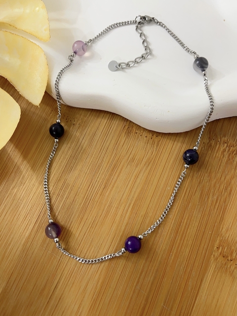 CHOKER BOLAS ÁGATA ROXA