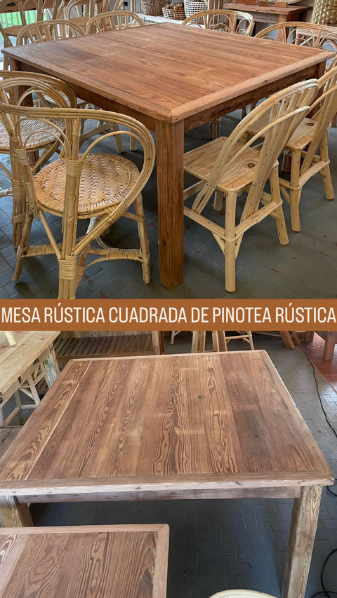 Mesa Comedor Cuadrada Pinotea Rustica