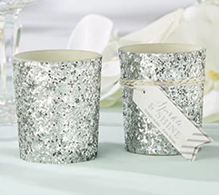 Suporte de Vela Glitter Prateado