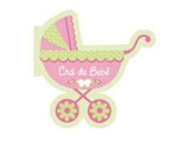 Convite Chá de Bebê Carrinho Rosa 8 Unid.
