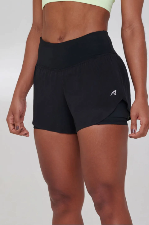 SHORT COM BERMUDA SIGNATURE SAMBA 2 EM 1 PRETO