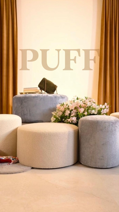 PUFF REDONDO / Pana, lino, chenille - comprar online