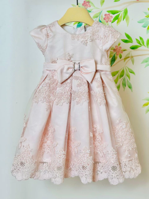 Vestido de Festa Petit Cherie – Rosa com Renda e Laço