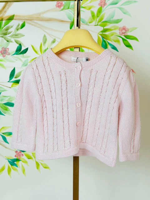 Cardigã em Tricô com Trama Trançada