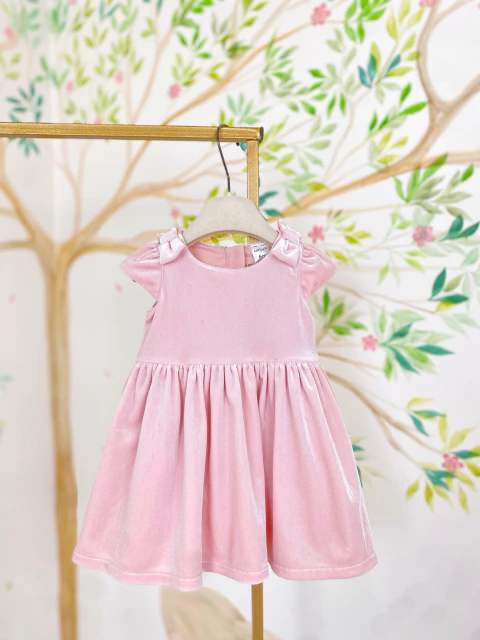 Vestido com Laços e Tecido de Veludo- Carter's