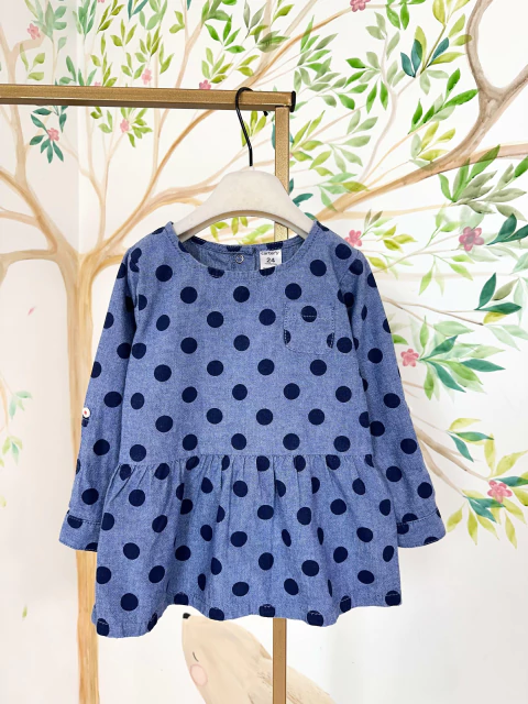 Vestido Carter’s Jeans com Poás – Manga Longa