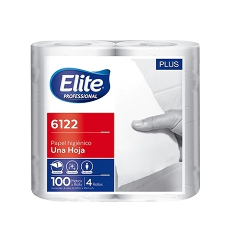 ELITE PAPEL HIGIÉNICO 100M SIMPLE HOJA CELULOSICO X 4 UNIDADES