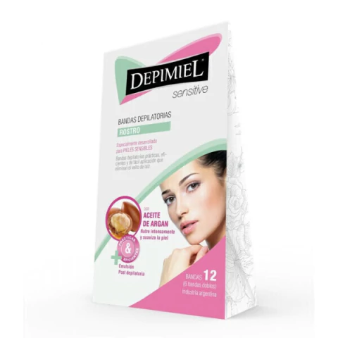 DEPIMIEL CERA P/ROSTRO EN BANDAS PIEL SENSIT X 12 UNID