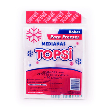 BOLSA PARA FREEZER TOPSI 30 X 40 X 20 UNIDADES
