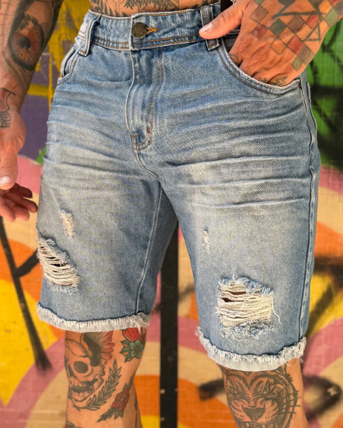Bermuda Jeans Azul Destroyer – Degrant - comprar online