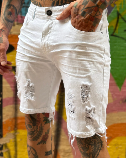 Bermuda Jeans Branca Destroyer – Degrant - comprar online