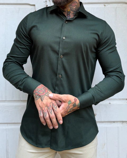 Camisa Social Verde Militar Fibra de Bambu – R. Maccari