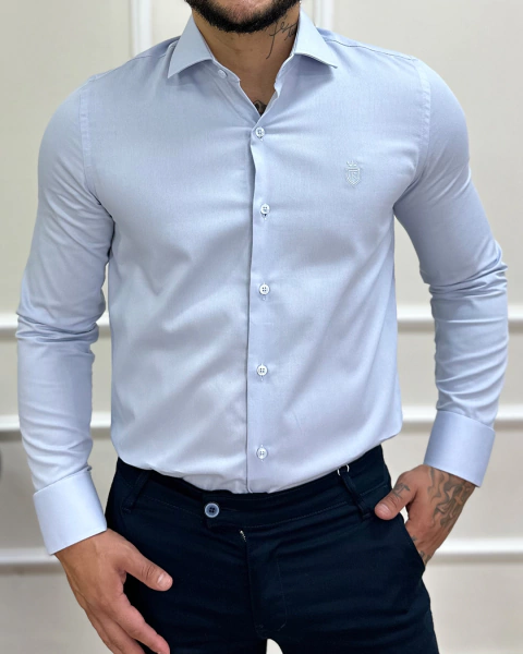 Camisa Social Slim Azul Bebê – R. Maccari
