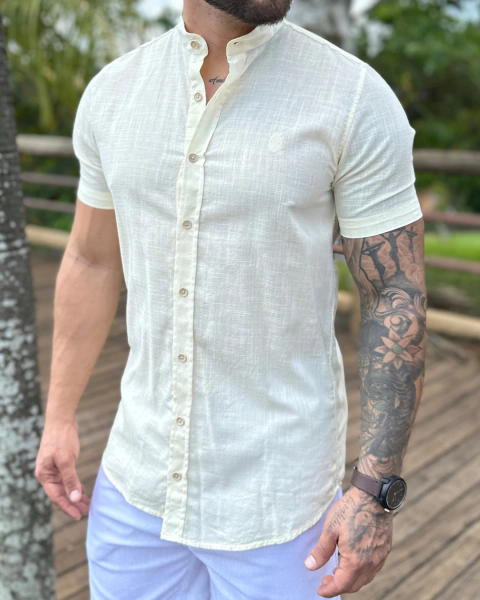 Camisa Gola Padre Amarela Manga Curta – R. Maccari
