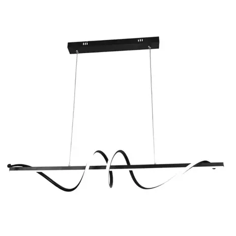 Lustre Pendente Led 40w, Cor Preto Tam:1000*H1200mm- Alum+Silicone- Led 3 Cores Dimerizável c/ controle AC:85-265V