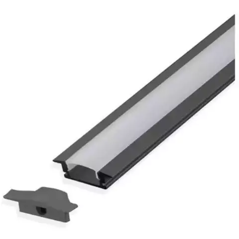 Perfil de Led Embutir em Preto com Difusor 24mmx7mm 2Metros