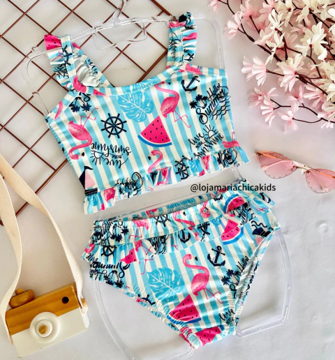 Conjunto Biquíni Infantil Estampado - Flamingo - comprar online