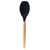 Espátula Redonda de Silicone Com Cabo de Madeira - Preto