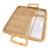 BANDEJA QUADRADA JUNCO E VIDRO C/ ALÇA DE BAMBU 29x29 - comprar online