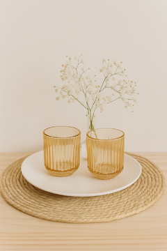 Vaso bajo stripe champagne