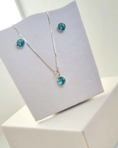 Conjunto colar e brincos Zircônia 6mm na internet