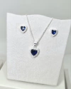 Conjunto Importado Coração Azul Cravejado em micro zircônias