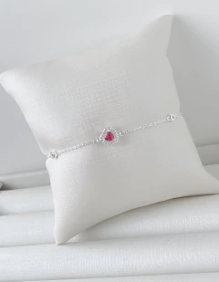 Pulseira Importada Prata 925 Coração/Ponto de Luz 16cm com Extensor 4cm - comprar online