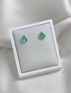 Brinco Gota Zircônia Verde Turmalina Prata 925 - comprar online