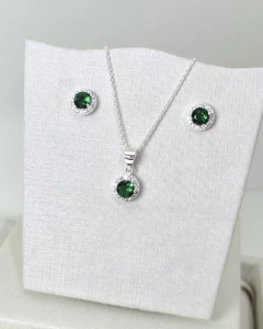 Conjunto Colar e Brinco Solitário-Prata 925 importada Cores - comprar online