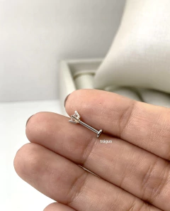 PIERCING PONTO DE LUZ PEDRA PRATA 925 LABRET EM AÇO INOXIDÁVEL - comprar online