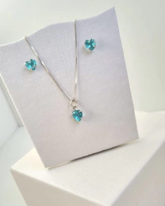 CONJUNTO CORAÇÃO ZIRCÔNIA 6MM - Marias Prata 925