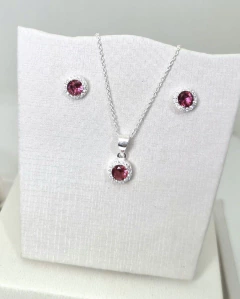 Conjunto Colar e Brinco Solitário-Prata 925 importada Cores na internet
