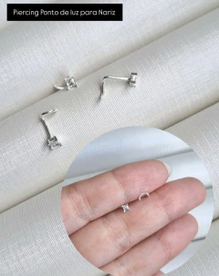 Piercing de Prata Nostril nariz Ponto de Luz Pedra Zircônia