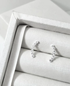 Brinco Prata 925 Ear Cuff Flores Zircônias