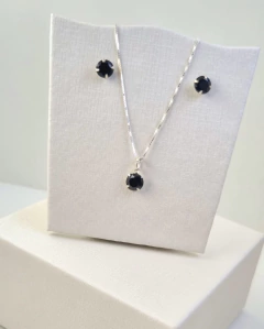 Conjunto colar e brincos Zircônia 6mm - loja online