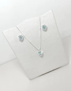 Imagem do Conjunto Coração Cravação Inglesa 6mm Prata 925