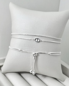 Pulseira Dupla Riviera 1mm com Fecho Regulável