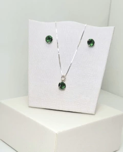 Conjunto colar e brincos Zircônia 6mm - comprar online