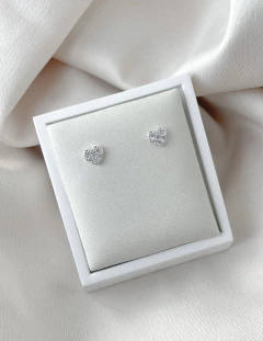 Brinco Importado Coração Cravejado Prata 925 TAMANHOS - comprar online