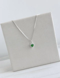 Colar Coração Zircônia Cravação Inglesa Delicado Prata 925 45cm Cores na internet