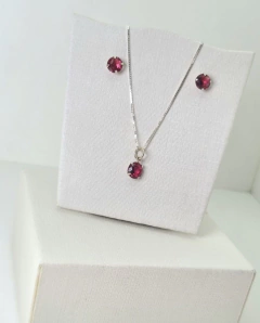 Conjunto colar e brincos Zircônia 6mm