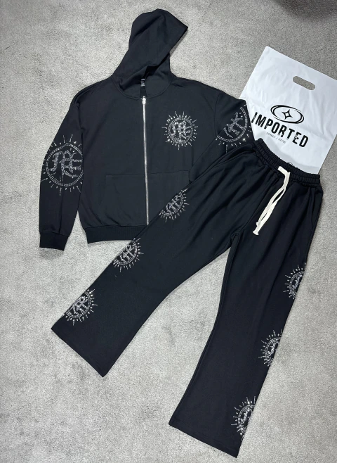 Mixed Emotion Rhinestone Bluish Tracksuit