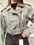 CAMPERA ECOCUERO GRIS CON PRESILLAS CRUZADA - Mafalda moda
