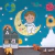 Papel de Parede Universo Infantil com Astronauta e Planetas - comprar online
