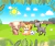 Papel de Parede Infantil Safari com Elefante, Leão e Zebra em Paisagem Alegre - comprar online