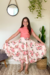 Saia viscose floral e tulê